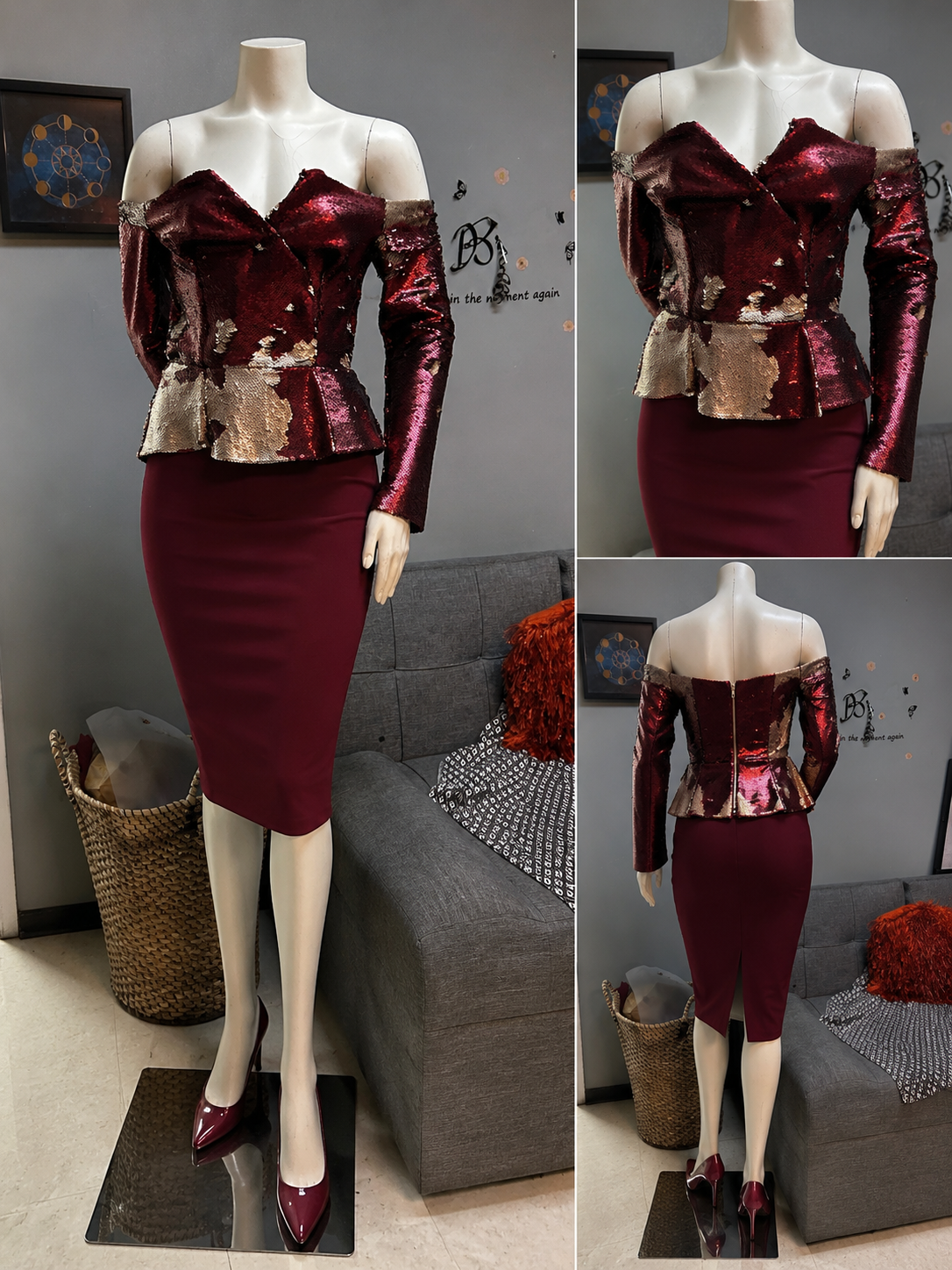 🍷 The Merlot Sculpt Pencil Skirt