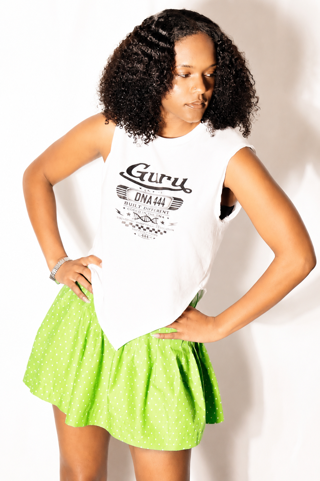 Green Dot by Dot pleated skirt